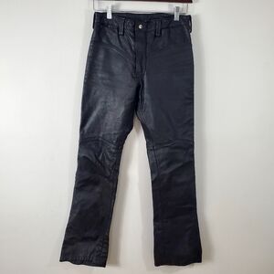 Leather Cowboy Motorcycle Pants Black